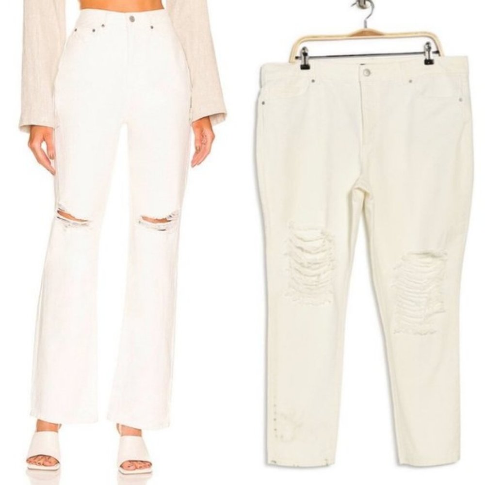 NWT AFRM Distressed High Rise Jeans Size 32 Revolve New With Tags White Denim